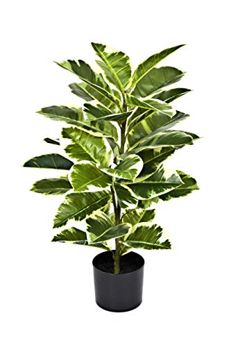 GreenBrokers Artificial Real Touch Rubber Plant in Pot 75cm
