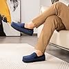 LongBay Men's Moccasin Slippers Memory Foam Plush Fleece House Shoes in Indoor Outdoor Fashion Navy, 7 #1