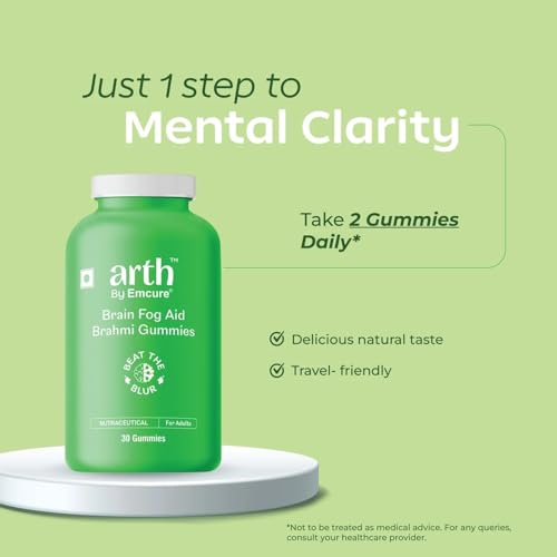 Image of Arth Brahmi Gummies for Memory, Focus, Concentration & Brain Fog Support - 60 Gummies for Men & Women | Bacopa Monnieri Supplement | Enhanced Absorption for Mental Clarity, Alertness & Positive Mood