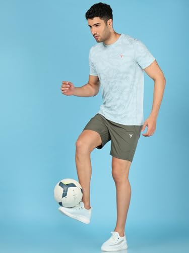 Image of TECHNOSPORT Men Polyester Regular Fit Half Sleeve Jacquard T-Shirt with Double Cool, Quick Dry & Anti Microbial for Sports, Running & Casual Use