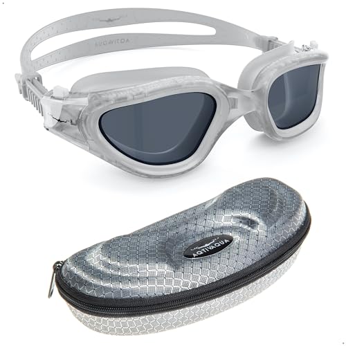 AqtivAqua Swimming Goggles Adult and Kids Goggles Kids 6-14 Men Women Swim Children Boys Girls Polarized DX-P (Transparent White - Image 2