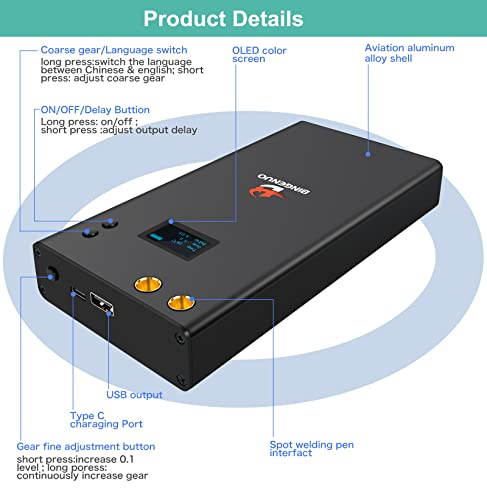 Bingenuo 11000Mah Mini Battery Spot Welder For 18650 With Lcd Screen - 80 Gears Portable Handheld Diy Spot Welding Machine With Type C Charging, Power Bank Function, Nickel Sheet #TOP6