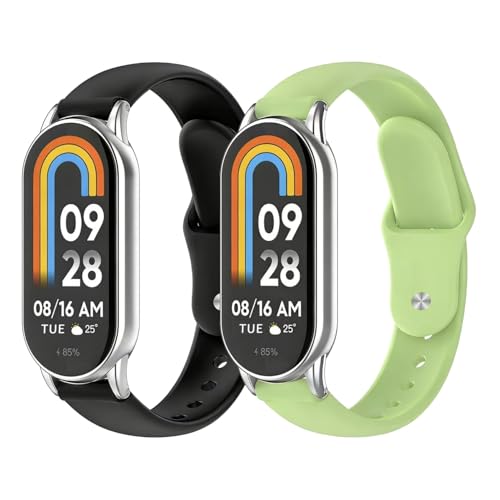 [Miitech] 2������ �o���h Xiaomi Smart Band 10 / 9 / 8 �Ή� �����x���g �V���R���X�|�[�c�o���h �������� �_�炩�y�� �ʋC �h�� �j�����p �݊����ۏ� �i�u���b�N + �����O���[���j