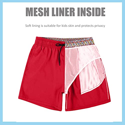Snow Dreams Boys Swim Trunks Quick Dry Swimming Shorts Bathing Suits Solid Color Red Size 6 #TOP1