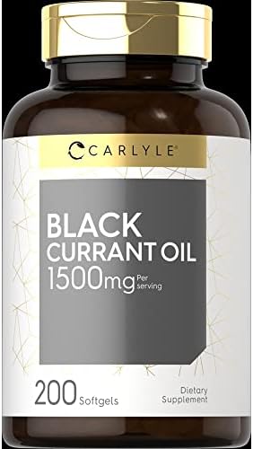 Niri Black Currant Oil Softgels | 1500mg | 200 Count, Gluten, Wheat, Yeast, Lactose, Artificial Sweetener, Preservatives & Non-GMO.