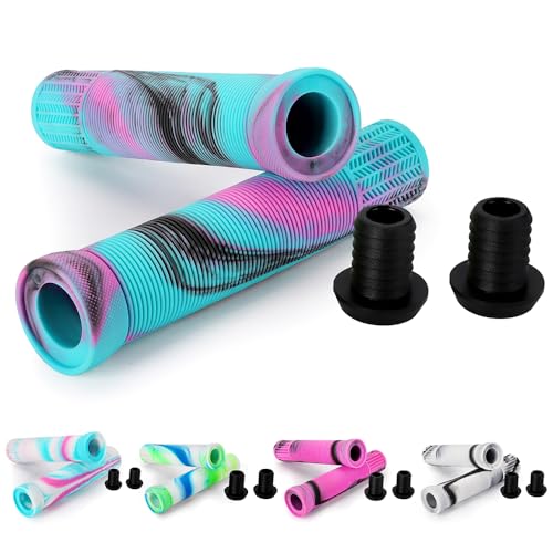 145 mm de poignées de guidon pour trottinette et BMX, douces, antidérapantes, sans bride, à col long pour barres de trottinette de stunt professionnelle,...