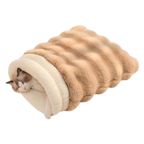 SOMAHE Cat Sleeping Bag for Indoor Cats, Faux Fur Pet