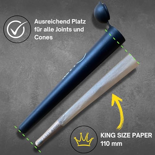 LAZY KING - 5X Joint Hülle - King Size 12cm - Geruchsdicht & Wasserdicht - Joint Case für Zigaretten, Cones - Hochwertige Transporthülle in Schwarz