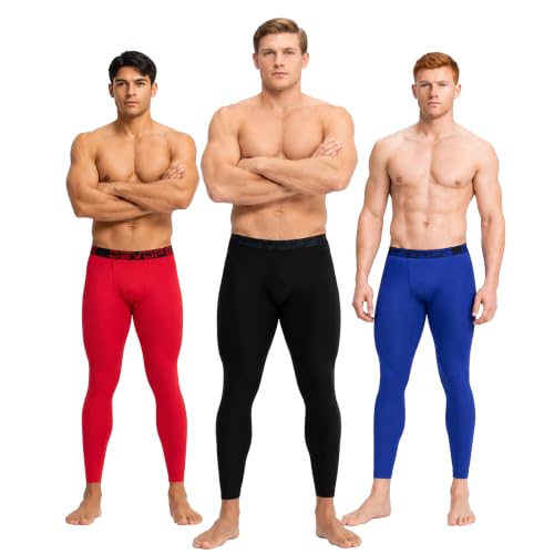 DEVOPS 3 Pack Men's Compression Pants Leggings