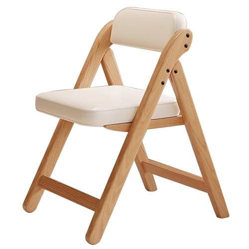 Silla de ocio plegable de madera, cómoda silla de comedor y estudio de madera de goma con respaldo, perfecta para recepción y uso doméstico (color madera natural)