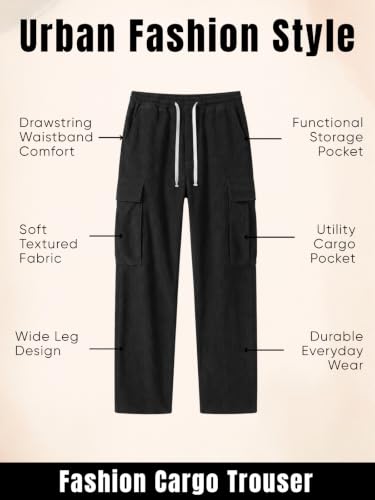 Image of GRECIILOOKS Cargo Joggers for Men - Cotton Loose Fit Utility Pants with 4 Pockets | Durable Outdoor & Hiking Trousers (Available in Plus Size)
