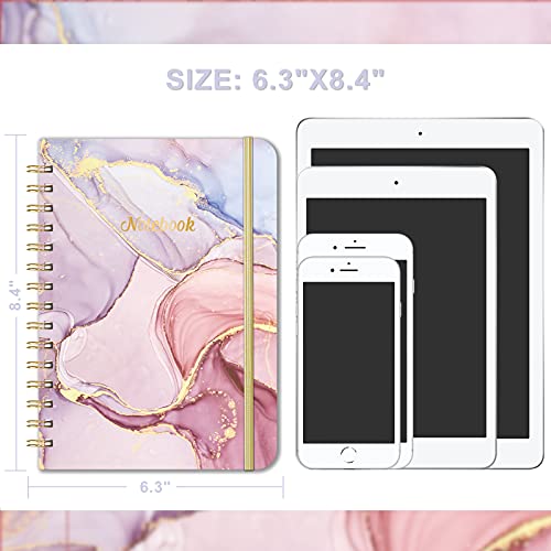 Spiral Notebook/Journal - Lined Notebook/Journal With Premium Thick Paper, 6.3" X 8.4", Twin-Wire Binding, Elastic Closure, Inner Pocket, 128 Pages/64 Sheets, Perfect For College, Office, Home #TOP5