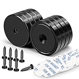 E BAVITE Neodymium Cup Magnets, Rare Earth Strong Magnet with Heavy Duty, Hold up to 110 Lbs, Countersunk Hole and Stainless Screws for Kitchen, Craft, OfficeοΌBlack Pack of 8οΌ