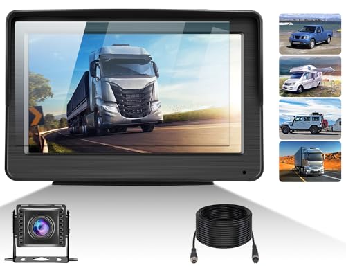 CAMECHO Camara Trasera Kit para Tractor Agricola con Monitor de 7 Pulgadas,Camara Marcha Atras con Impermeable Visión Nocturna para Tractor Agricola/Camión/Remolque/Maquinaria Agricola (DC12V-36V)