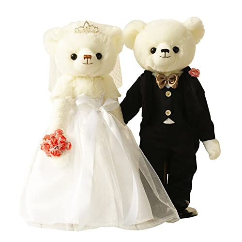 seemehappy 13.5-Inch Luxury Plush Bride And Groom Bears