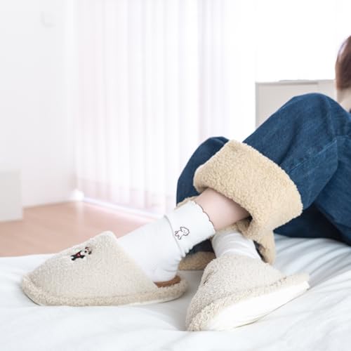 House Fuzzy Slip-on Slippers for Women's and Men's, Casual Mute Non-Slip Soft Bottom Shoes, Warm Cozy oft Lightweight Memory Foam4