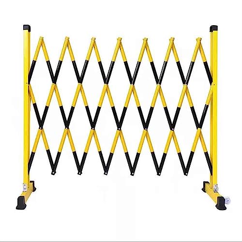 SGKOMN Industrial Expandable Metal Barricade, Mobile Safety Barrier Gate Retractable Traffic Fence with Caster for Outdoor Road Garage Construction, Black-1.2x4m