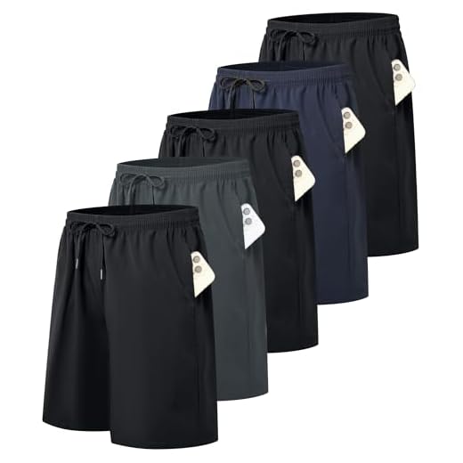 Kinglaman 5 Pack Men's Quick Dry Athletic Gym Running Shorts with Pockets