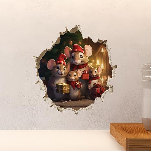 Vinilo decorativo con efecto 3D de ratones navideños miniatura 5