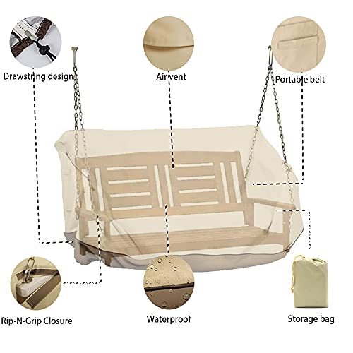 boyspringg Hanging Swing Cover Patio Hammock Glider Cover Porch Swing Canopy Replacement Cover Patio Furniture Cover for Garden Courtyard 56”Lx32”Wx25”H - Thumbnail 2