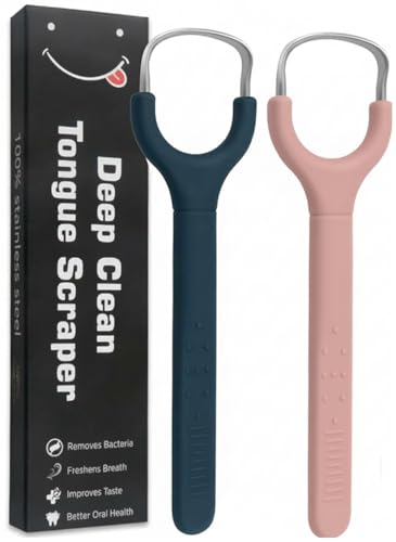Tongue Cleaner Scraper for Adults & Kids – Stainless Steel Tongue...