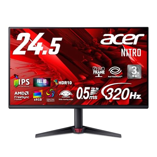 Amazon.co.jp: Acer Nitro 24.5インチ IPS 320Hz フルHD 0.5ms(GTG) 非