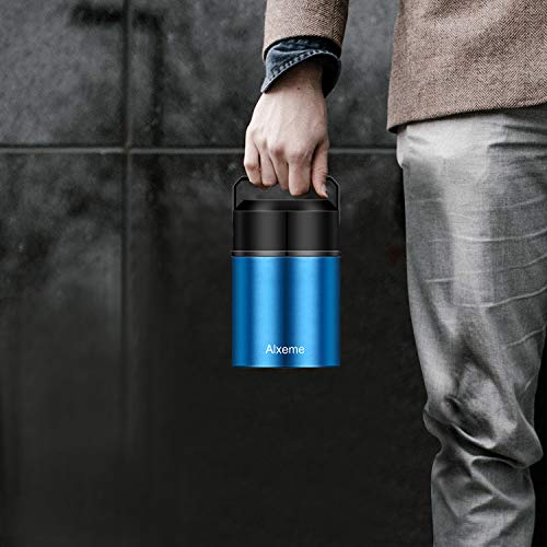 Soup Thermos Food Jar Insulated Lunch Container Bento Box For Cold Hot Food 27Oz Food Flask Wide Mouth Stainless Steel Vacuum Lunch Box For Kids Adult With Spoon Flexible Handle Leak Proof – Blue #TOP7