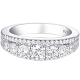 Newshe 1.13ct Round White AAA Cz 925 Sterling Silver Wedding Band Eternity Ring Size 6