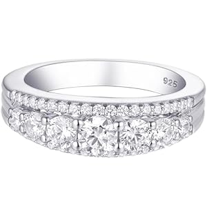 Newshe Eternity Ring Wedding Band for Women 925 Sterling Silver 1.13ct Round White AAAAA Cz Size 4-13