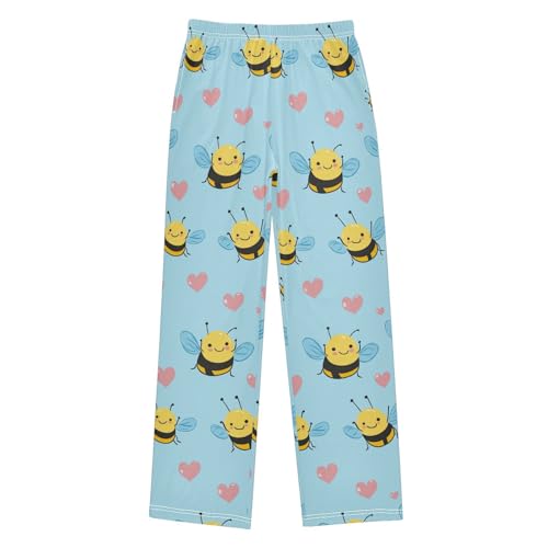 Pajama Bottoms, Pajamas Pant Cute Bees Hearts Lounge Wear Casual Blue Sleep Long Pants Soft Pjs Sleepwear