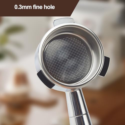 stochastic box 54 mm Bottomless Portafilter with Puck Screen, 3 Ears Espresso Portafilter Compatible with Breville Barista Express Machines,Stainless Steel Portafilter and Rosewood Handle