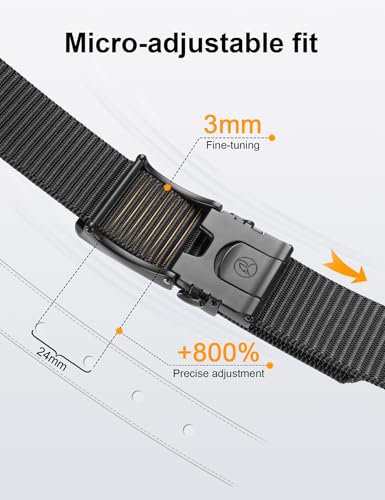 JUKMO Men's 1.5" Ratchet Belt - No Hole Adjustable Pin-Look Buckle for Jeans & Chinos | Trim-to-Fit Nylon Webbing2