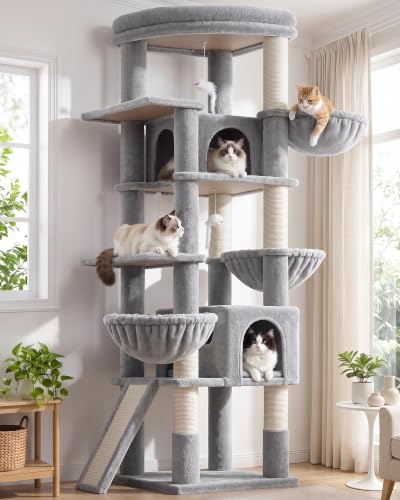 Globlazer Extra Large Cat Tree for Indoor Multiple Cats, S78G, Light Grey