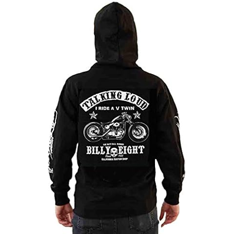 Mens Hoodie Bikers Rocker Gothic V Twin Talkin Loud Black Cotton Zip-up Hoodie (m) Cover