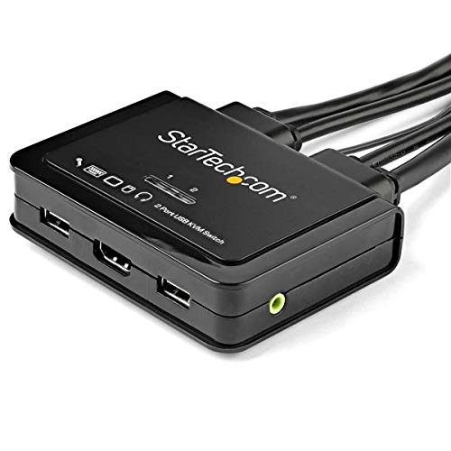 Image of StarTech 2-Port HDMI KVM, 4K 60Hz, Bus Powered, Hotkey and Remote, Audio