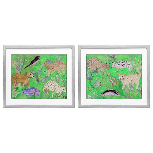 Animaux Meadow Menagerie Stupell Industries cadre gris salon chambre