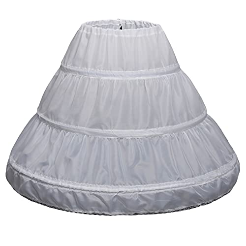 Adjustable Waist Lining Girls' 3 Hoops Lace Petticoat Full Slip Flower Girl Crinoline Skirt Children Princess Skirt