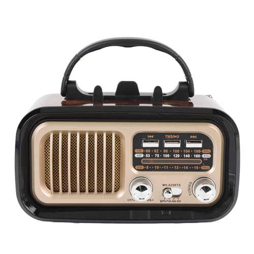 Radio Retro Cocoarm con Panel Solar y USB Negro