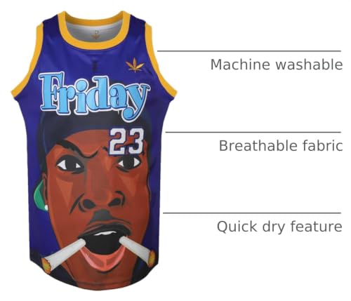 Mens Athletic Sports Basketball Jersey S-3XL,Cosplay 90S Hip Hop Clothing for Party, Stitched Letters and Numbers Fans Jersey (Blue 23, Medium) — view 4