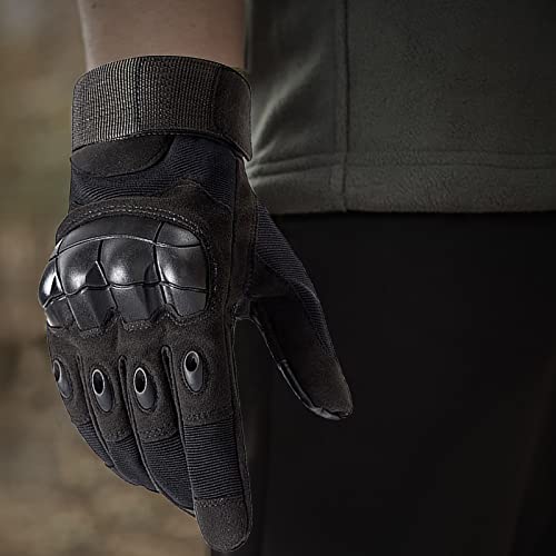 Ipenny Mens Motorcycle Gloves Heavy Duty Fullfinger Outdoor Gloves Breathable Lightweight Paintball Gear Rubber Hard Knuckle Gloves For Airsoft Cycling Hiking Camping Shooting Hunting Powersports #TOP5