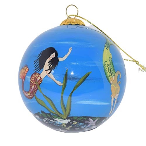 Blown Glass Christmas Ornament | Mermaids Siesta Key | Hand Painted Inside | Original Art | Includes Gift Box