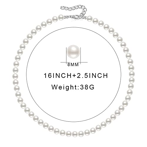 6Mm Simulated Glass Pearl Necklace 16Inch Strand Pearl Jewelry #TOP1