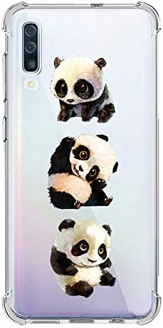 Oihxse Compatible with Samsung Galaxy A80 Case Cute Panda Cartoon Pattern Shockproof Crystal Clear Ultra-Thin Slim Soft Silicone TPU Transparent Air Cushion Protective Cover