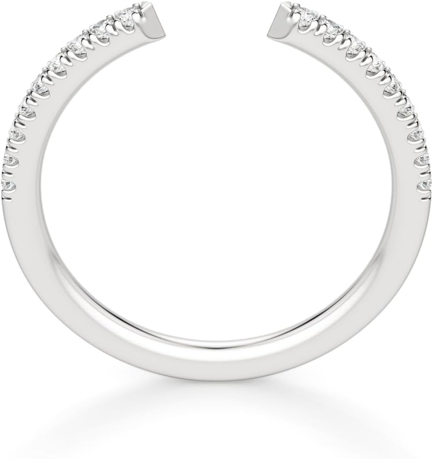 Round Cut Open Gap Moissanite Wedding Band, Engagement Bridal Ring, Eternity Stackable Matching Band Dainty Comfort Fit Handmade Jewelry Anniversary Band