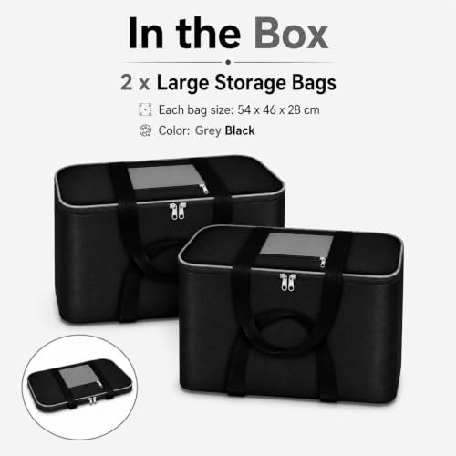 Image of VERVENIX Large Underbed Storage Bags 2 Pack, Moisture Proof Clothes Storage Organizer for Blankets, Comforters, Bedding, Pillows & Seasonal Items, Foldable Zipper Storage Box - Grey