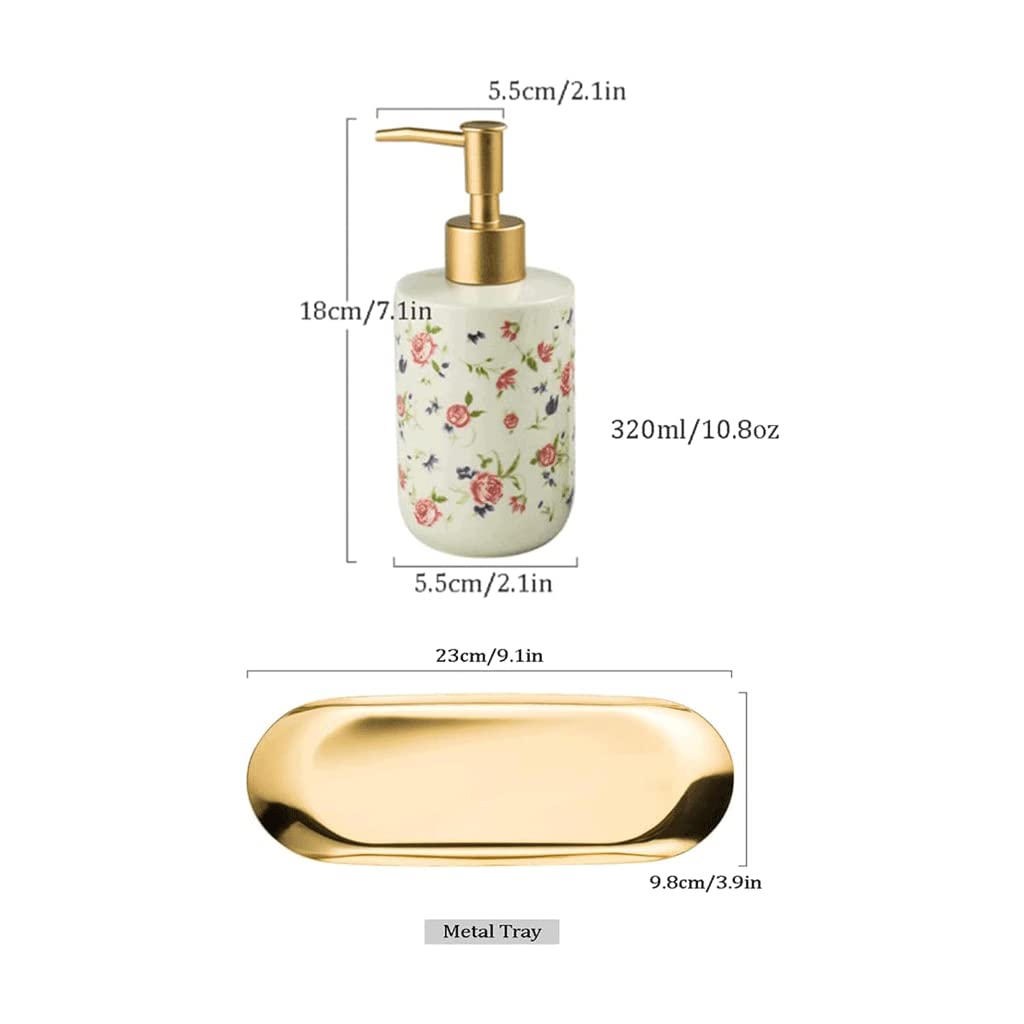 Distributore di Sapone da Cucina cilindrico per Piatti con Fondo in Metallo Opaco, distributore di lozione con Vassoio in Metallo, Pompa per Sapone da 320 ml/10,8 oz B 3