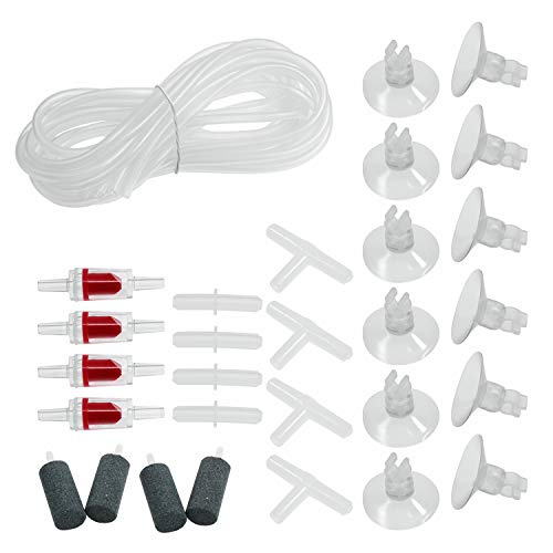 Waycreat 10 Feet Aquarium Air Tubing Air Pump Accessories with Air Stones, Check Valves, Suction Cups and Connectors