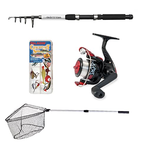 Expedition Angelrute Teleskop Angel Combo mit Schnur Angelköder Set und Kescher Cover