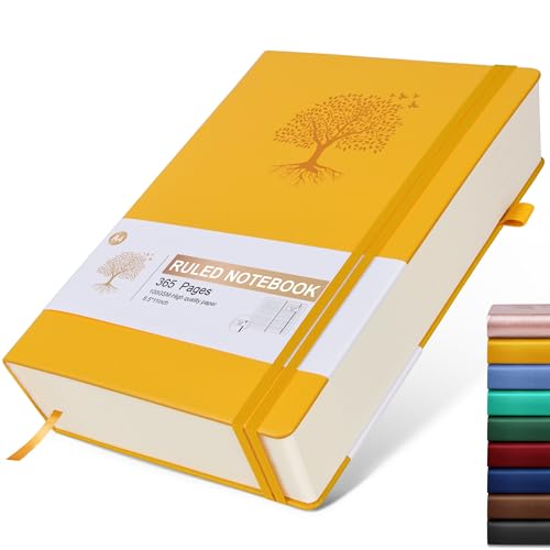 Image of Lined Journal Notebook, 365 Pages A4 Large Journals for Writing Ruled Notebook, Hardcover Leather Journal for Women Men, Daily Notebook for Work, Note Taking, 100Gsm Thick Paper ( 8.5 inch x 11 inch Yellow)