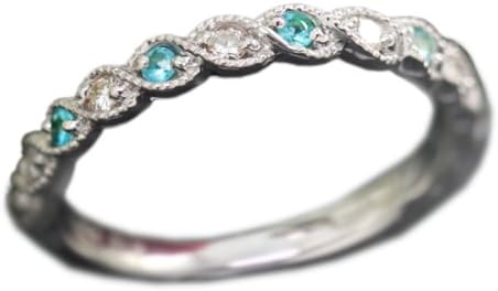 K18WGパライバトルマリン0.17カラットダイヤ0.02カラットリング ＃11